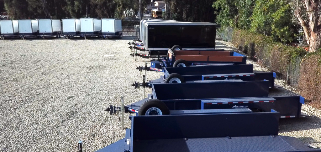 Lineup of trailers on lot